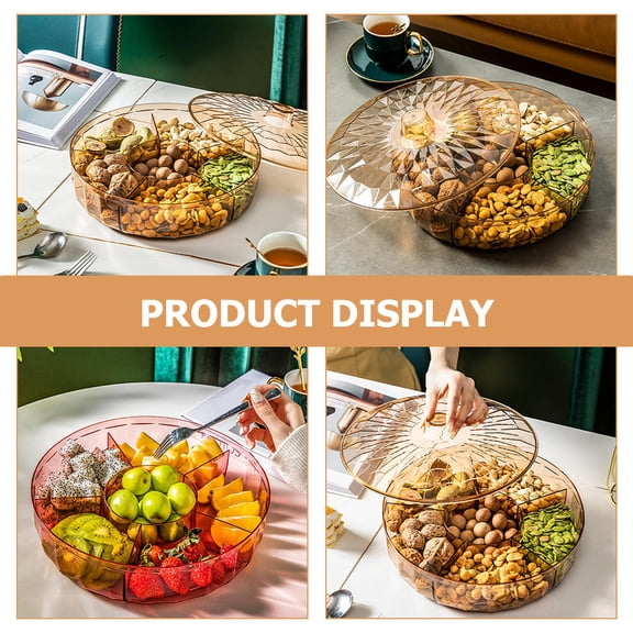Uonlytech Compartment Candy Box Plastic Divided Snack Case Light Brown Serving Tray
