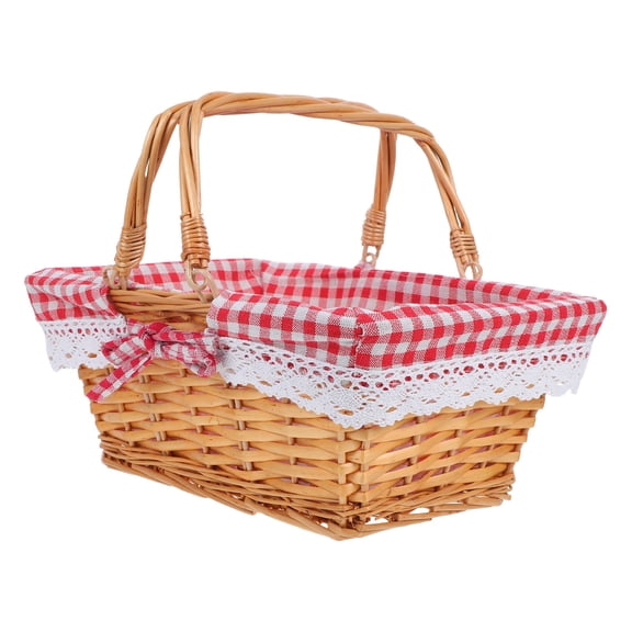 Uonlytech Natural Willow Storage Basket with Rectangular Shape for Kitchen Bread and Fruits