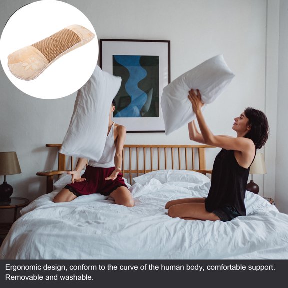 Uonlytech Neck Roll Pillow with Ice Silk Fabric and Natural Filling for Bed Use Comfortable Support