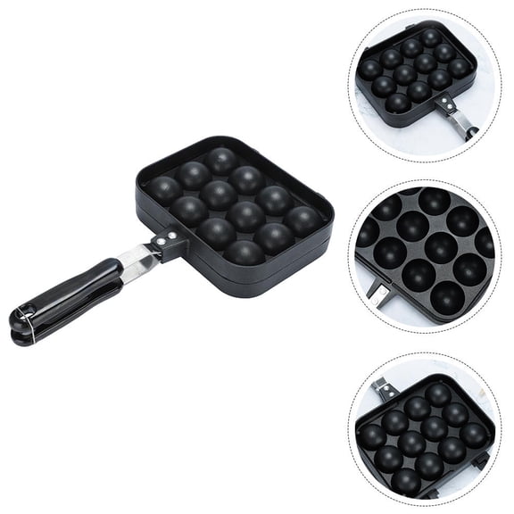 Uonlytech Takoyaki Pan 12 Hole Non Stick Aluminium Alloy Grill Tray for Kitchen Use Black