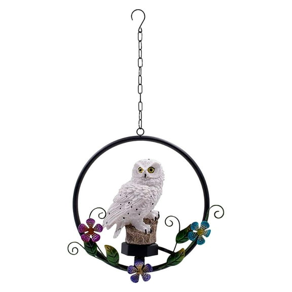 Uonlytech Outdoor Hanging Light Hanging Solar Lamp Lanterns Solar Powered Led Owl Light Garden Statue Owl Figure Exterior Solar Powered Lights Hanging Night