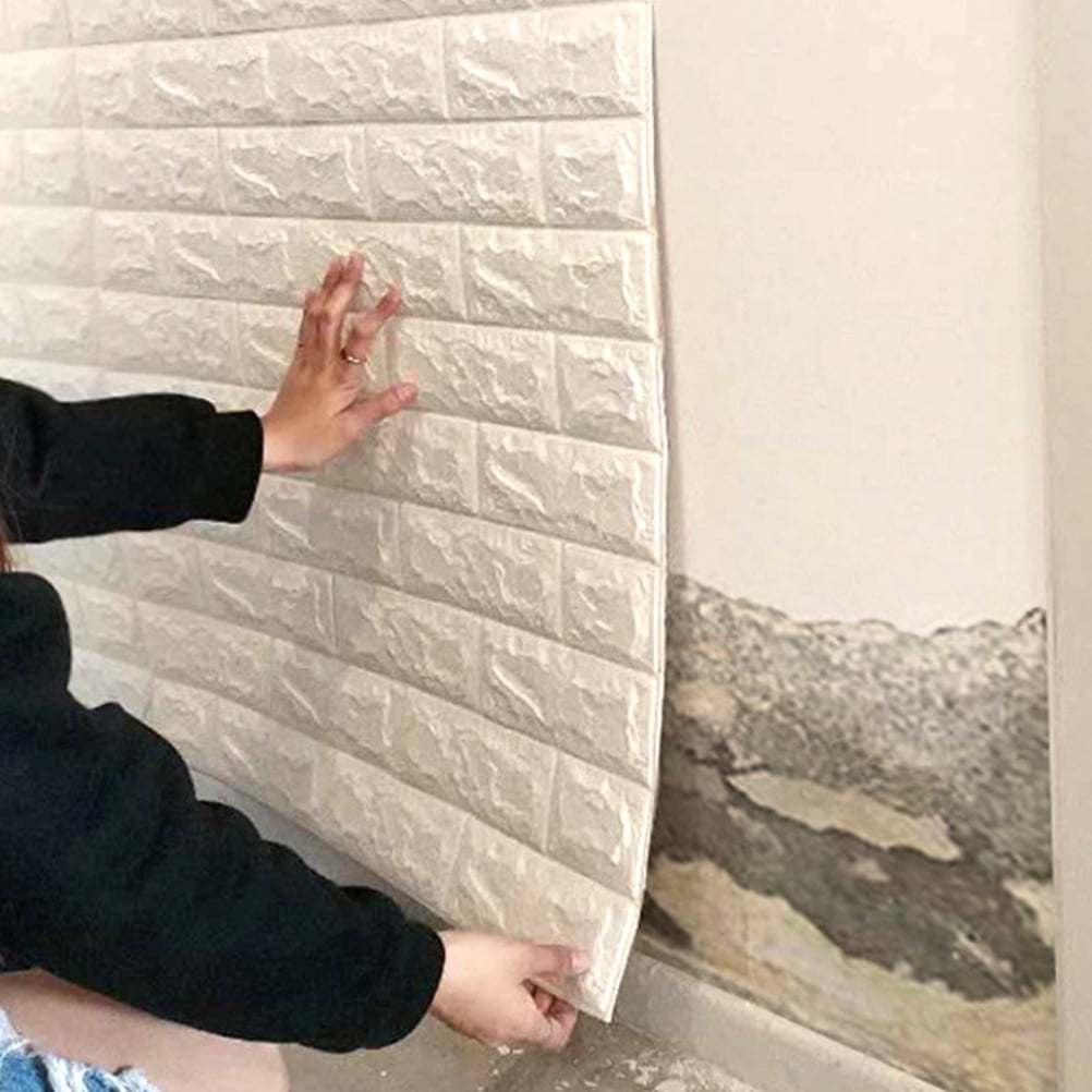 Uonlytech Peel and Stick Wallpaper Tiles White Brick Wall Stickers ...