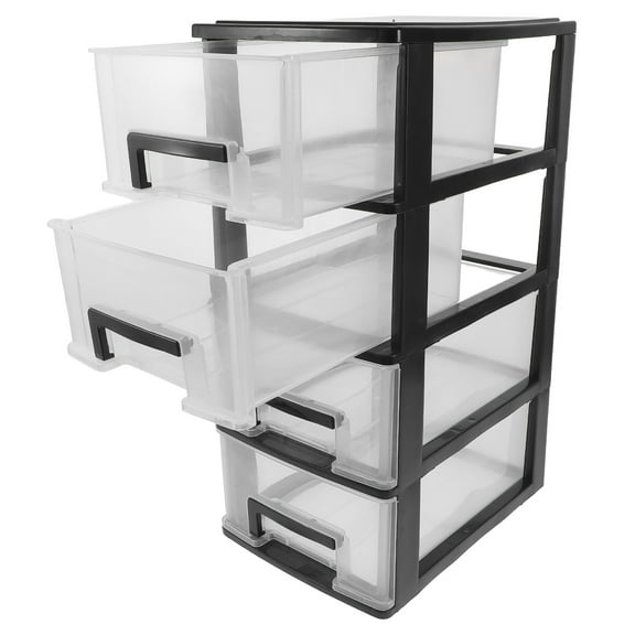 Uonlytech Black Plastic Storage Cabinet Drawer Type Organizer with Elegant Design for Office Study Room