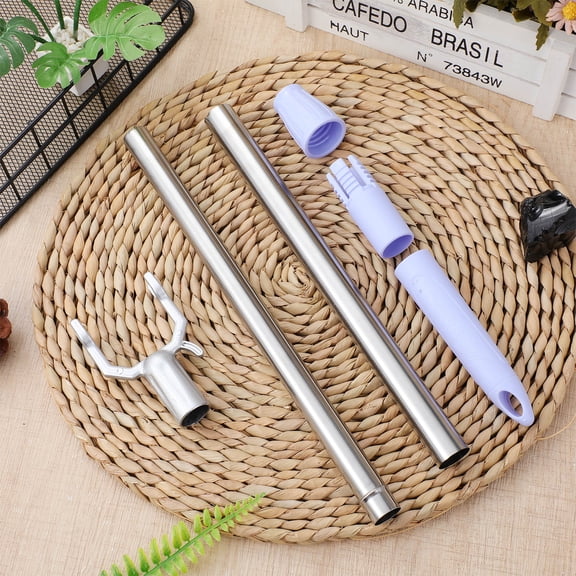 Uonlytech Practical Plated Silver Clothesline Pole for Home Use with Convenient Assembly