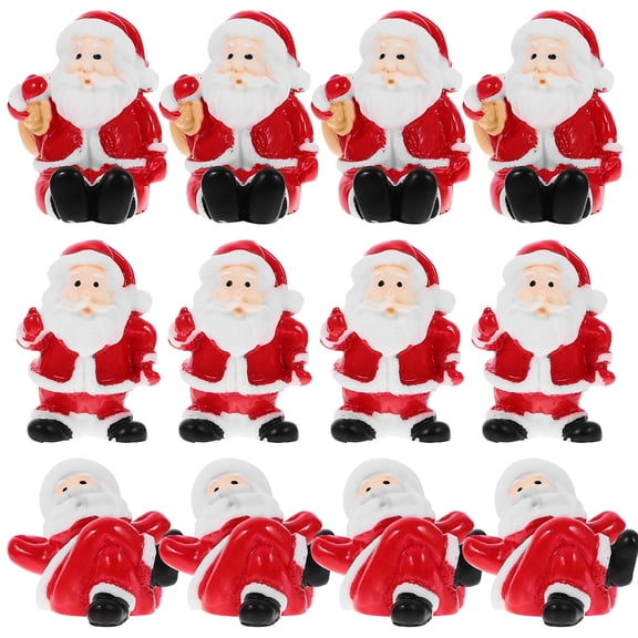 Uonlytech Red Resin Christmas Table Decorations 12Set Mixed Style Miniature Holiday Ornaments