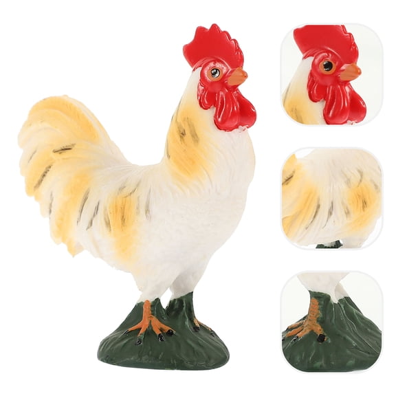 Uonlytech Rooster Decor Statues 1Pcs White ABS Classic Animal Figurine Indoor Decoration