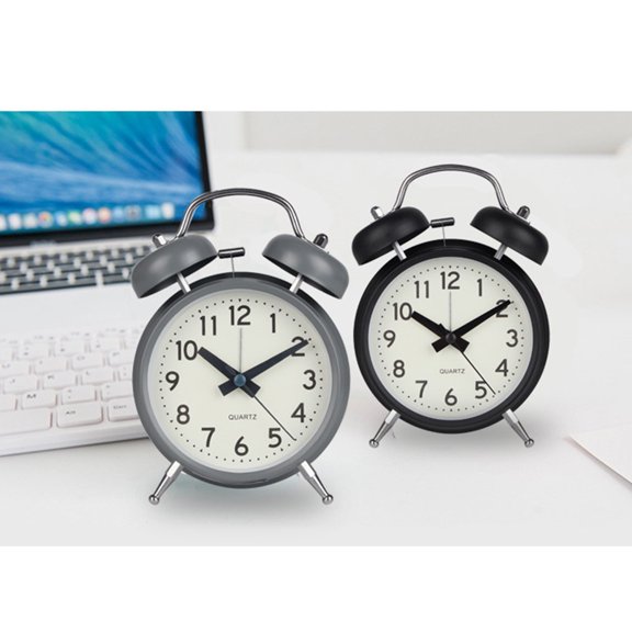 Uonlytech Black Desktop Alarm Clock Metal Ring Bell with Clear Sound for Home