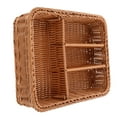 thumbnail image 1 of Uonlytech Chocolate Rattan Cutlery Tray Imitation Woven Mesh for Kitchen Storage, 1 of 5