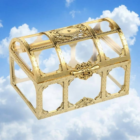 Uonlytech Sturdy Plastic Treasure Chest with Drawing Texture for Jewelry and Trinket Storage