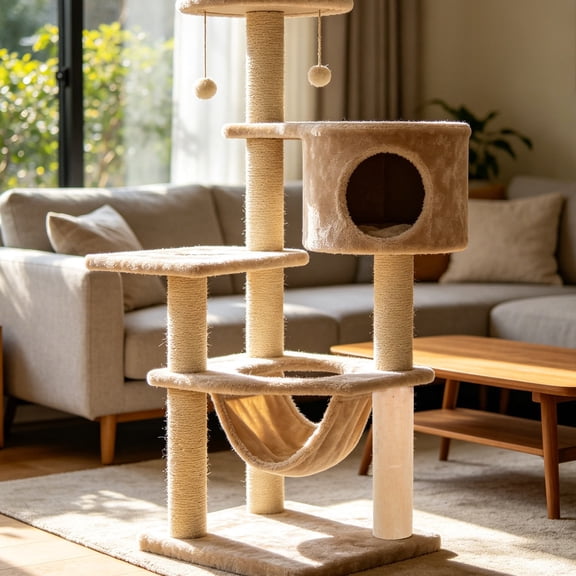 Uonlytech Stable Wood Cat Tree Replacement Post with Reinforced Sisal Cover for Scratchers