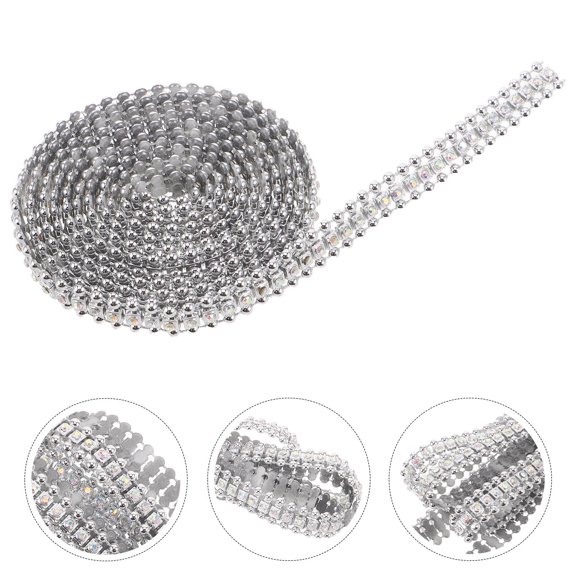 Uonlytech Silver Staircase Rhinestone Belt Chain Trim 1.3cm Wide 2 Yards Roll