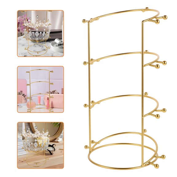 Uonlytech Sturdy Metal Crown Display Stand with Multilayer Rack for Tiara and Headwear