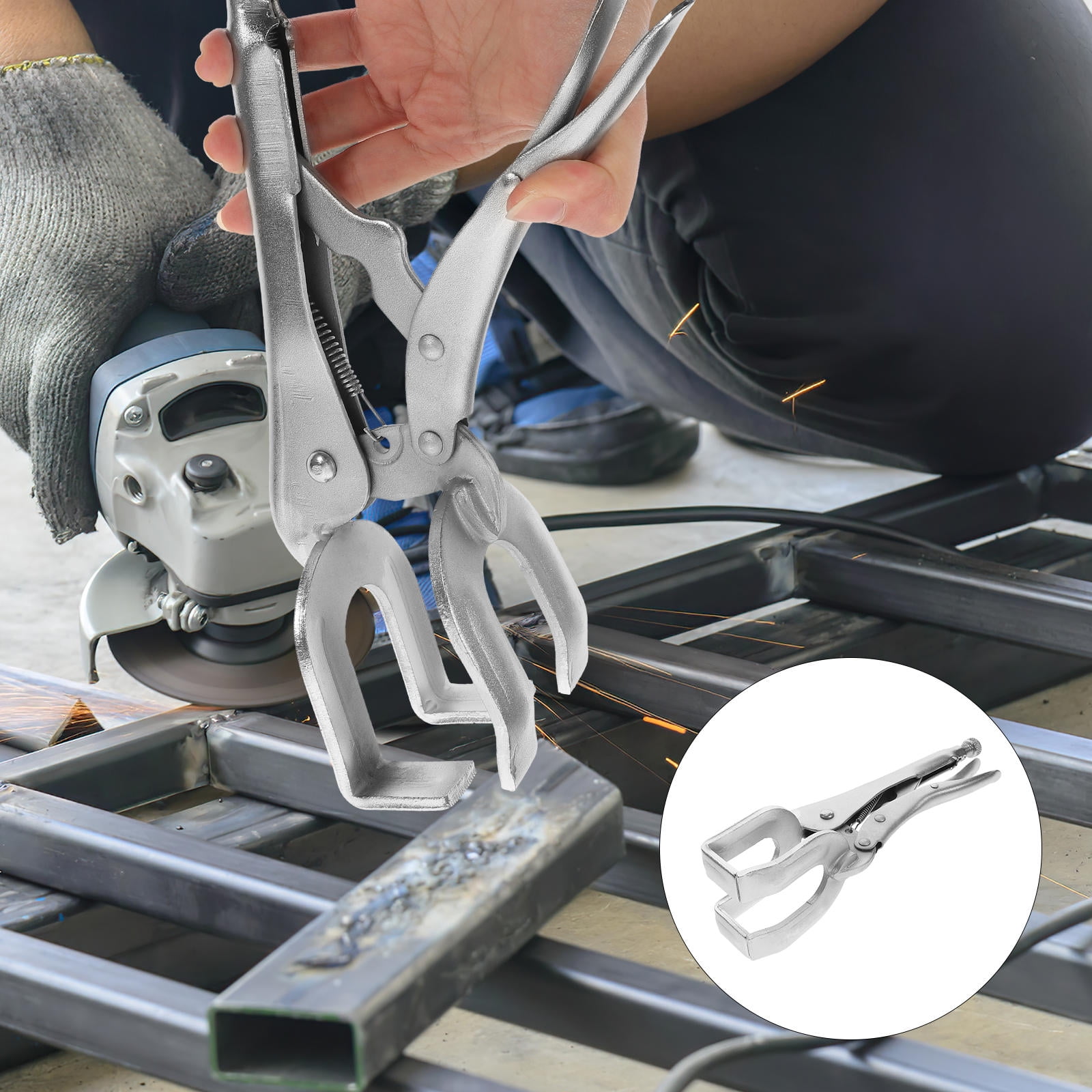 Uonlytech Adjustable Locking Welding Pliers, Silver Steel for Repair Use