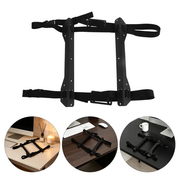 Uonlytech Under Desk Pc Hanging Bracket Black Space Saving Adjustable Strap for Computer Tower Mount