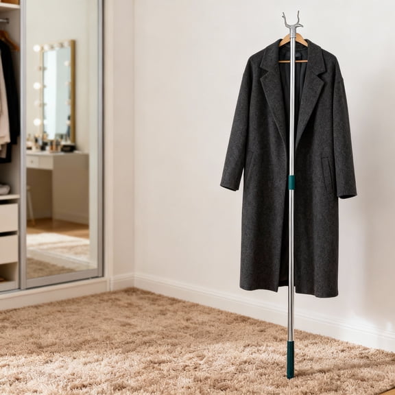 Uonlytech Versatile Dark Green Clothes Drying Pole with Adjustable Length for Clothes Hanging