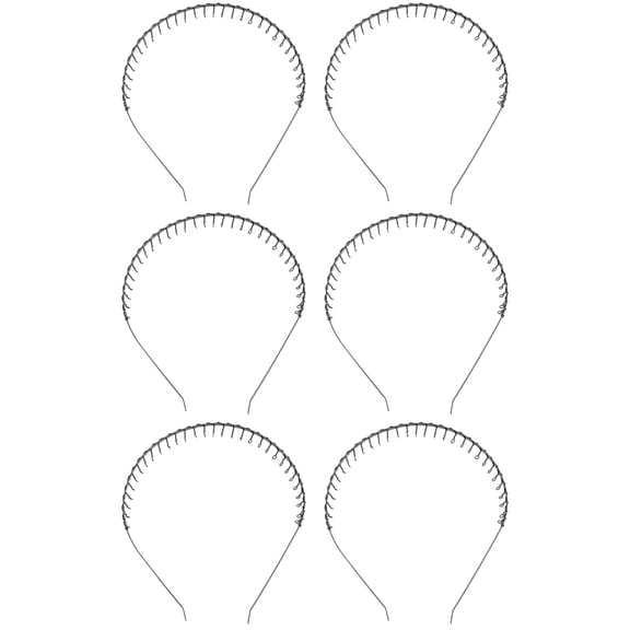 Uonlytech 6Pcs Metal Teeth Hair Loop Band Black Headband for Wearing and Styling