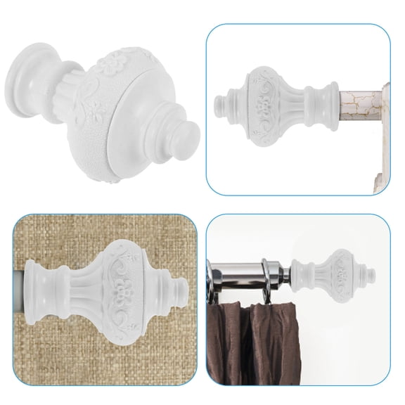 Uonlytech White Decorative Curtain Rod Finial Aluminum Simple Design for Home Decoration