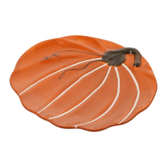 Uonlytech Yellow Ceramic Pumpkin Shaped Plate 1 Pc for Tableware in Kitchens and Outdoor Picnics