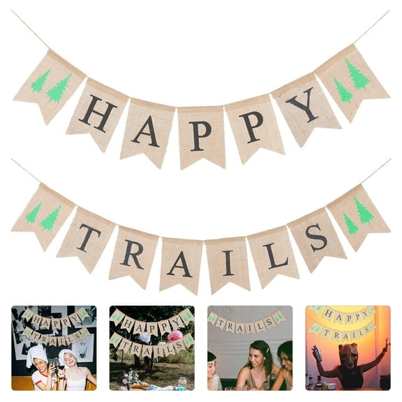 Uonlytech birthday pennant banner Printing Garland Linen Reusable Families Photoshoot 1 Set