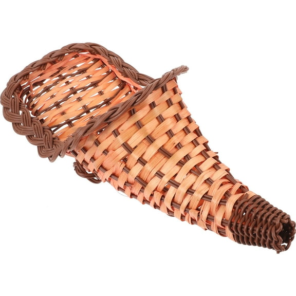Uonlytech Bamboo Vegetable Baskets Cornucopia Shaped Ornament Friends Gift Giving 1 Piece