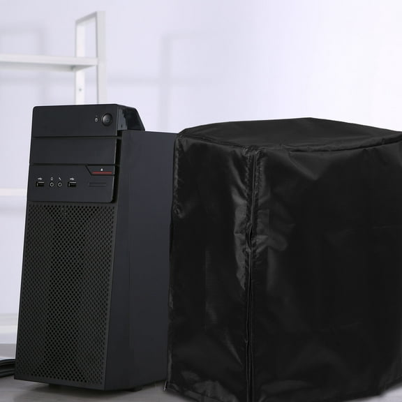 Uonlytech pc Monitor Tower Protector Computer Protection Cover Black Oxford Fabric Waterproof Minimalist Design 1Pcs Back to School