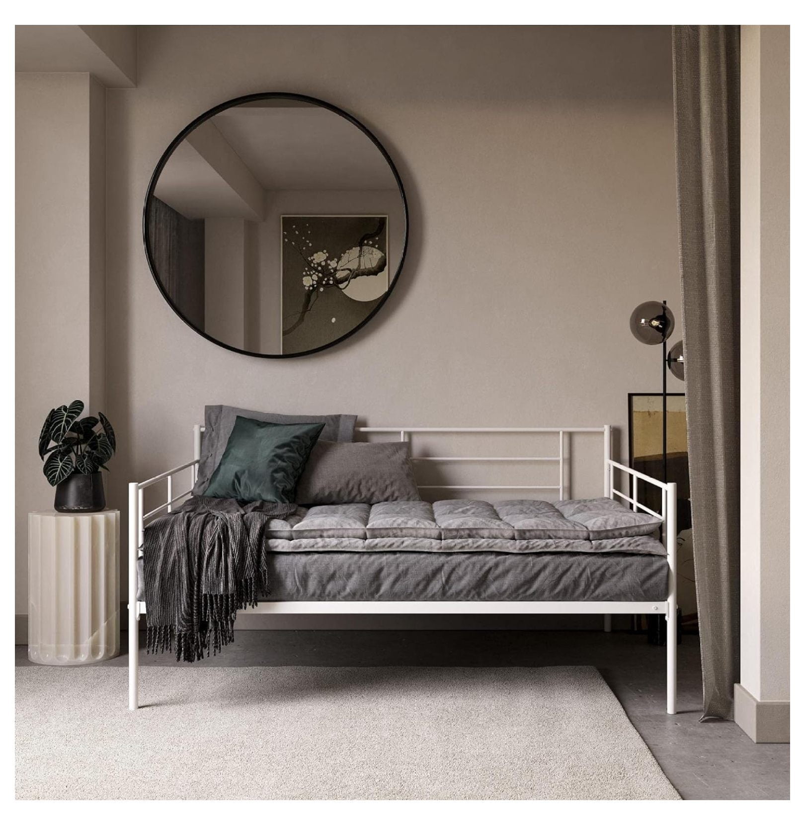 UooMi Praxis Metal Daybed with Steel Frame and Slats, Under Bed Storage