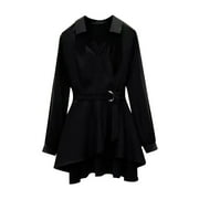 UOOTDI Uoodti Elegant Long Sleeve V-neck Tunic Tops for Women Dressy Belted Going Out Casual Gift Blouse Fall Loose Lapel Office Shirts