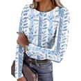thumbnail image 1 of Uoodti Long Sleeve Shirts for Women Slim Fitted Stretchy Crewneck Knit Sweaters Women's Heart Print Ribbed Tops Fall Gift Casual, 1 of 7