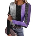 thumbnail image 1 of Uoodti Long Sleeve Shirts for Women Slim Fitted Stretchy Crewneck Knit Sweaters Women's Heart Print Ribbed Tops Fall Gift Casual, 1 of 7