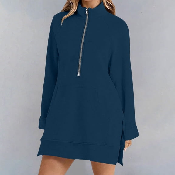 Uoodti Long Sweatshirts for Women Half Zip Gift Oversized Sweatshirts Fleece Raglan Long Pullover Fall Fashion Outfits