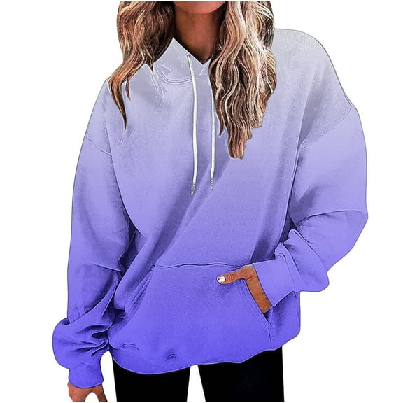 Uoodti Oversized Sweatshirts for Women Gradient Color Neon Print Drawstring Hoodies Cute Trendy Clothes Loose Gift Fit Fall Pul lover Tops