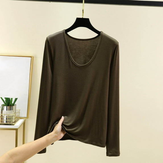 Uoodti Womens Oversized Shirt Long Sleeve Modal Trendy Casual Crewneck Pajamas Loose Fit Bottom TopsFall Gift Clothes