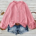 thumbnail image 1 of Uoodti Womens Puff Long Sleeve V Neck Gift Hollow Out Lace Crochet Tops Dressy Casual Button Down Shirts Sexy Elegant Business, 1 of 4