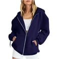 thumbnail image 1 of Uoodti Womens Zip Up Hoodies Oversized Long Sleeve Sweatshirts Fall School Fashion Outfits Casual Jackets Gift Winter Clothes w ith Pocket Design, 1 of 6