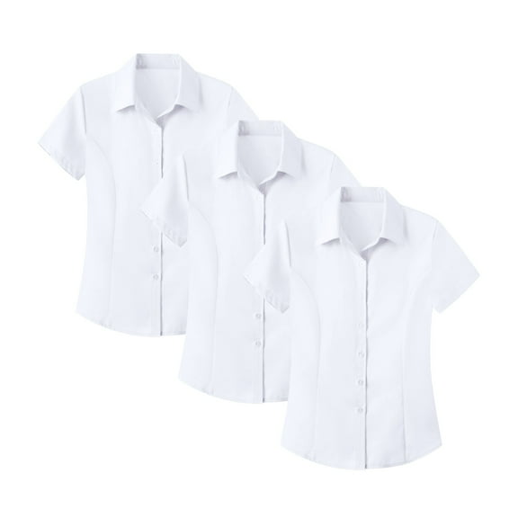 Uooqdmx 3pcs Womens Work Tops, Button Up Shirt Women, Cotton Shirts for Women, Dressy Tops for Women, Business Casual Outfits for Women