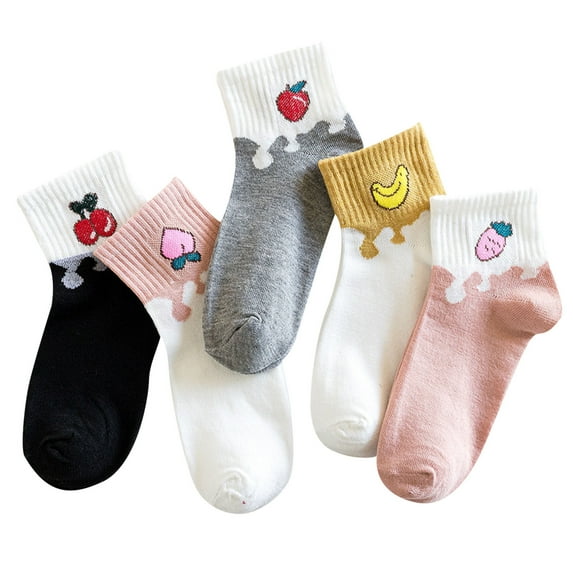 Uooqdmx 5 Pairs Ankle Socks for Women, Patterned Socks Women, Workout Socks, Short Socks for Women, Athletic Socks, J One Size