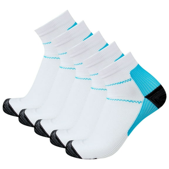 Uooqdmx 5 Pairs Running Socks Men Ankle Compression Socks Gym Socks Mens Athletic Socks Breathable Socks Low Cut Socks Workout Socks White L/XL