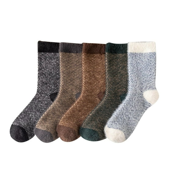 Uooqdmx 5 Pairs Warm Socks, Thick Wool Socks, Winter Accessories, Thick Socks for Men, Mens Wool Socks, Black One Size