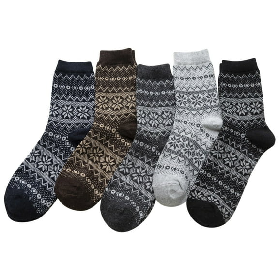 Uooqdmx 5 Pairs Wool Socks Mens, Sleep Socks, Warm Winter Socks, Mens Crew Socks, Thick Crew Socks, Multi-color 1 One Size