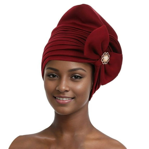 Uooqdmx African Head Wraps for Black Women, Turbans for Women, Turban Head Wraps for Women, Wine One Size