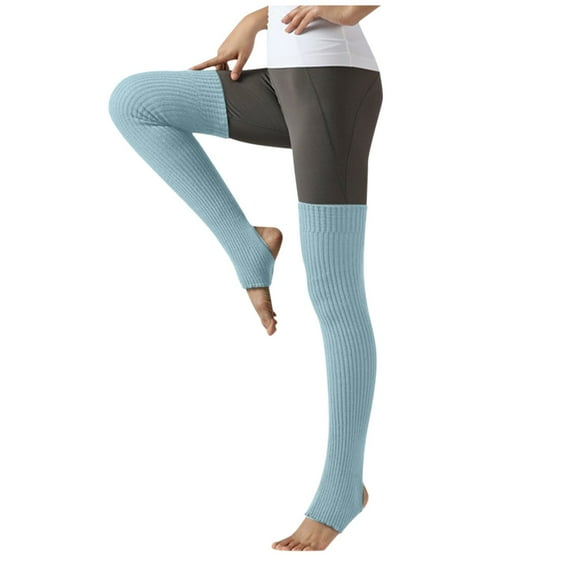 Uooqdmx Ballet Leg Warmers, Thigh High Leg Warmers, Thigh High Socks, Knit Leg Warmers, Long Socks for Women, Light Blue One Size