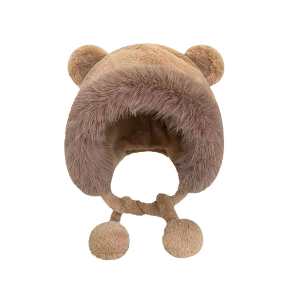 Uooqdmx Bear Hat Winter Accessories for Women Winter Hats for Women Cold Weather Warm Hats for Women Ear Warmers Faux Fur Hat Russian Hat Khaki One Size