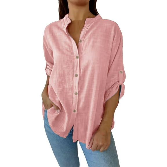 Uooqdmx Blouses for Women Dressy Casual, Womens Tops Casual, Womens Button Down Blouse, Going Out Tops for Women, Lightweight Tops & Blouses, Red 2 L