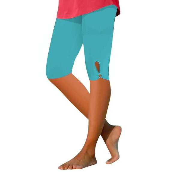 Uooqdmx Capri Pants for Women Women's Quarter Pants 2024 High Waisted Hollow Yoga Quarter Pants Lightweight And Comfortable Quarter Pants Solid Color Soft Casual Pajama Pants Leggings Blue 3 M
