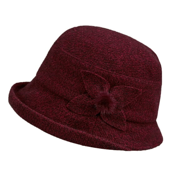 Uooqdmx Cloche Hats for Women Funeral Hats for Women Dress Hats for Women Felt Hat Fedora Hats for Women Red M