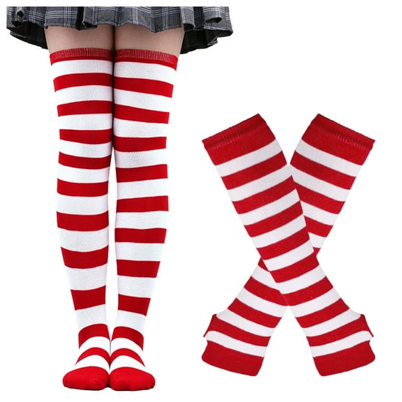 Uooqdmx Cotton Socks for Women, Thigh High Stockings, Long Leg Warmers, Knee High Boot Socks, Knee High Stockings for Women, Red One Size