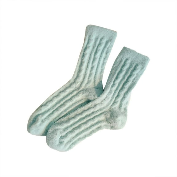 Uooqdmx Cute Fuzzy Socks, Small Gifts for Women, Gifts for Women, Crew Socks for Women, Plush Socks, Light Blue One Size