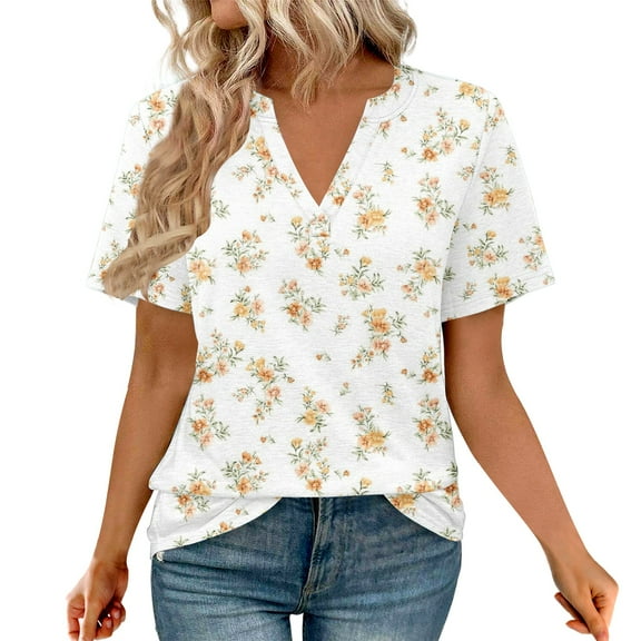 Uooqdmx Graphic Tees for Women, Lightweight Tops & Blouses, Going Out Tops for Women, Short Sleeve Tunic Tops for Women, V Neck T Shirts for Women, Silver S
