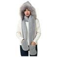 thumbnail image 1 of Uooqdmx Hat and Scarf Set Hat Scarf Skull Cap Winter Scarf for Women Beanie and Scarf Set Winter Accessories for Women Knit Hat Gray One Size, 1 of 8