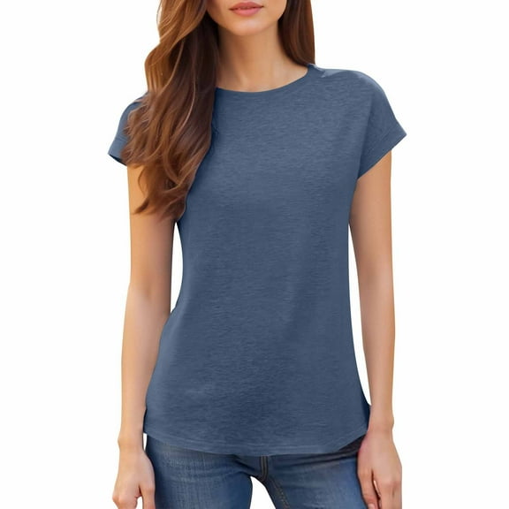 Uooqdmx Lightweight Tops & Blouses, Going Out Tops for Women, Plain T Shirts for Women, Cotton Shirts for Women, Womens T Shirts Loose Fit, Navy S